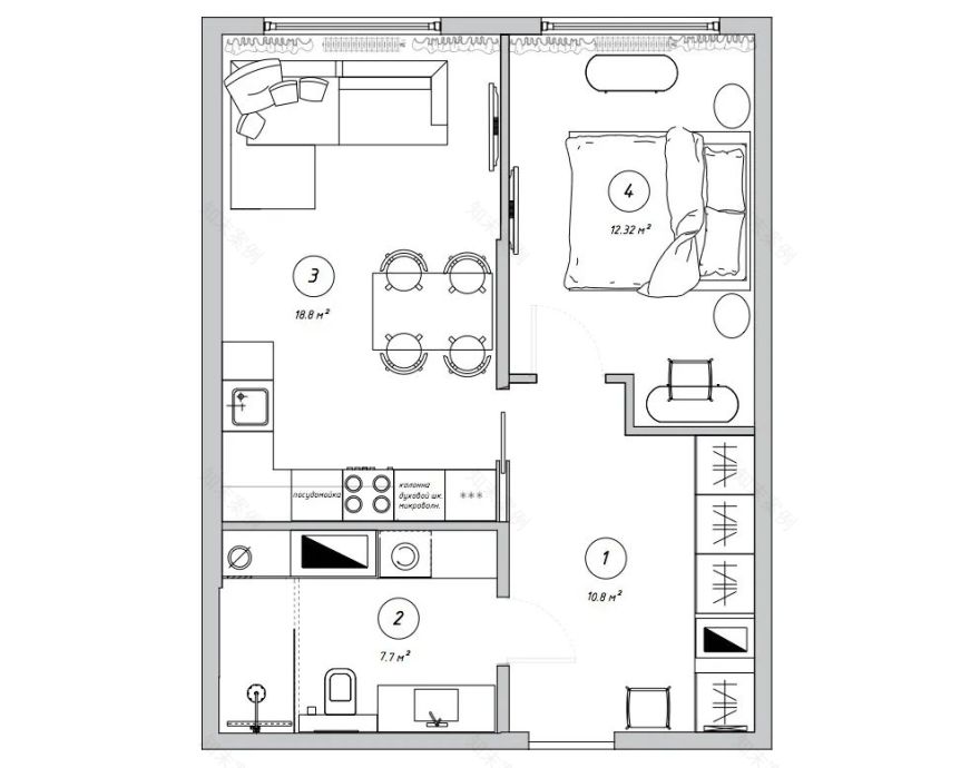 退休夫妇 50㎡舒适公寓丨Valeria Nepeyvoda-13