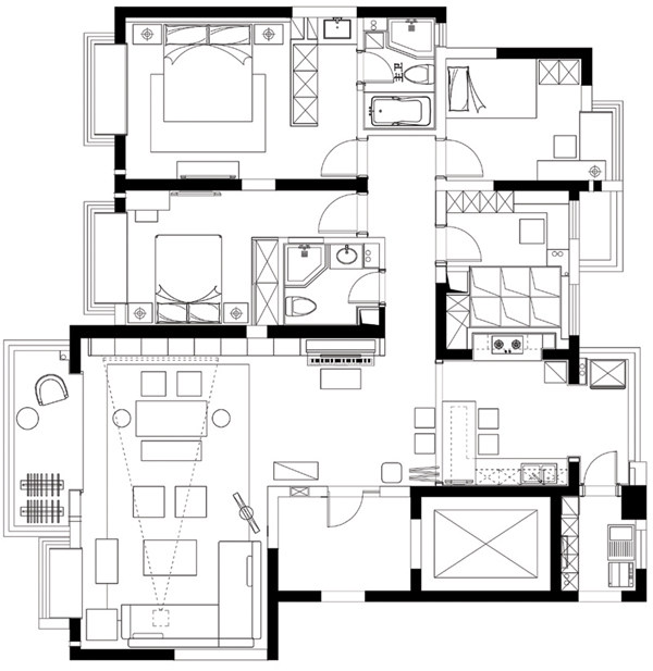 南昌莱蒙都会平层,书卷气息客厅设计-7