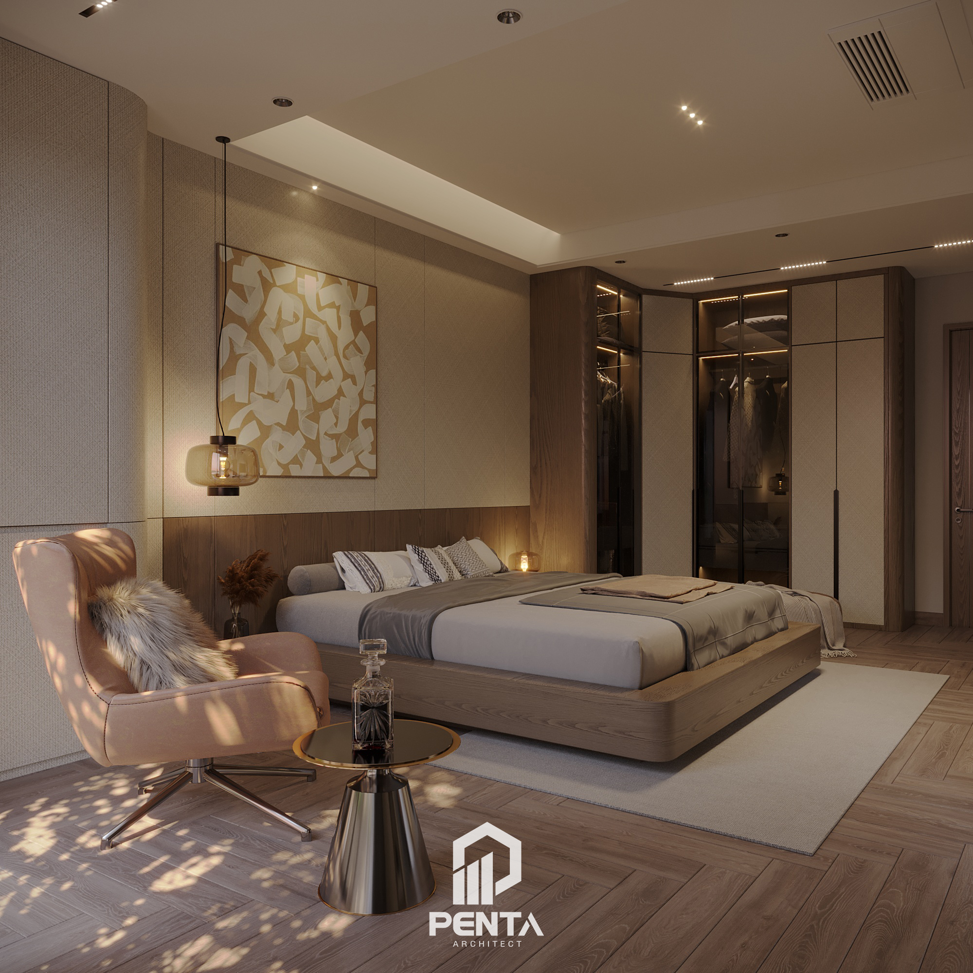 室内设计:主卧室丨越南河内丨Kiến trúc PENTA  TOAN VU DESIGN-1