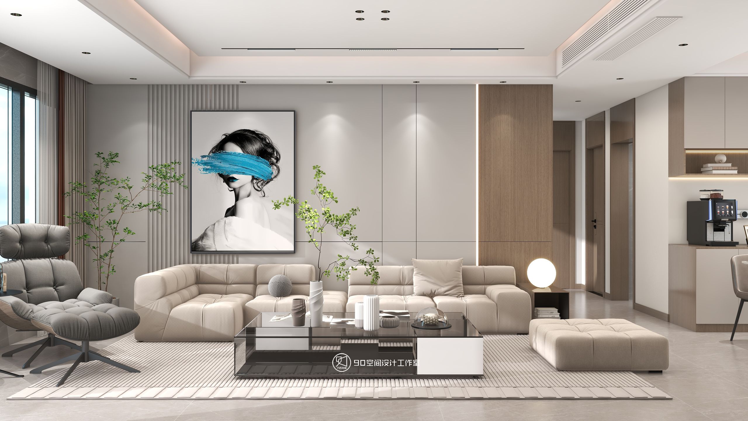 蒲公英现代风格住宅设计丨90 空间设计-2