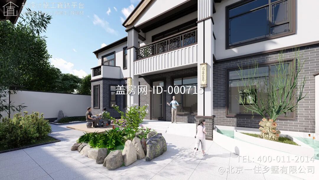 【设计师案例】土建参考造价56万，面宽15.8m×进深10.1m山东枣庄二层新中式别墅-39