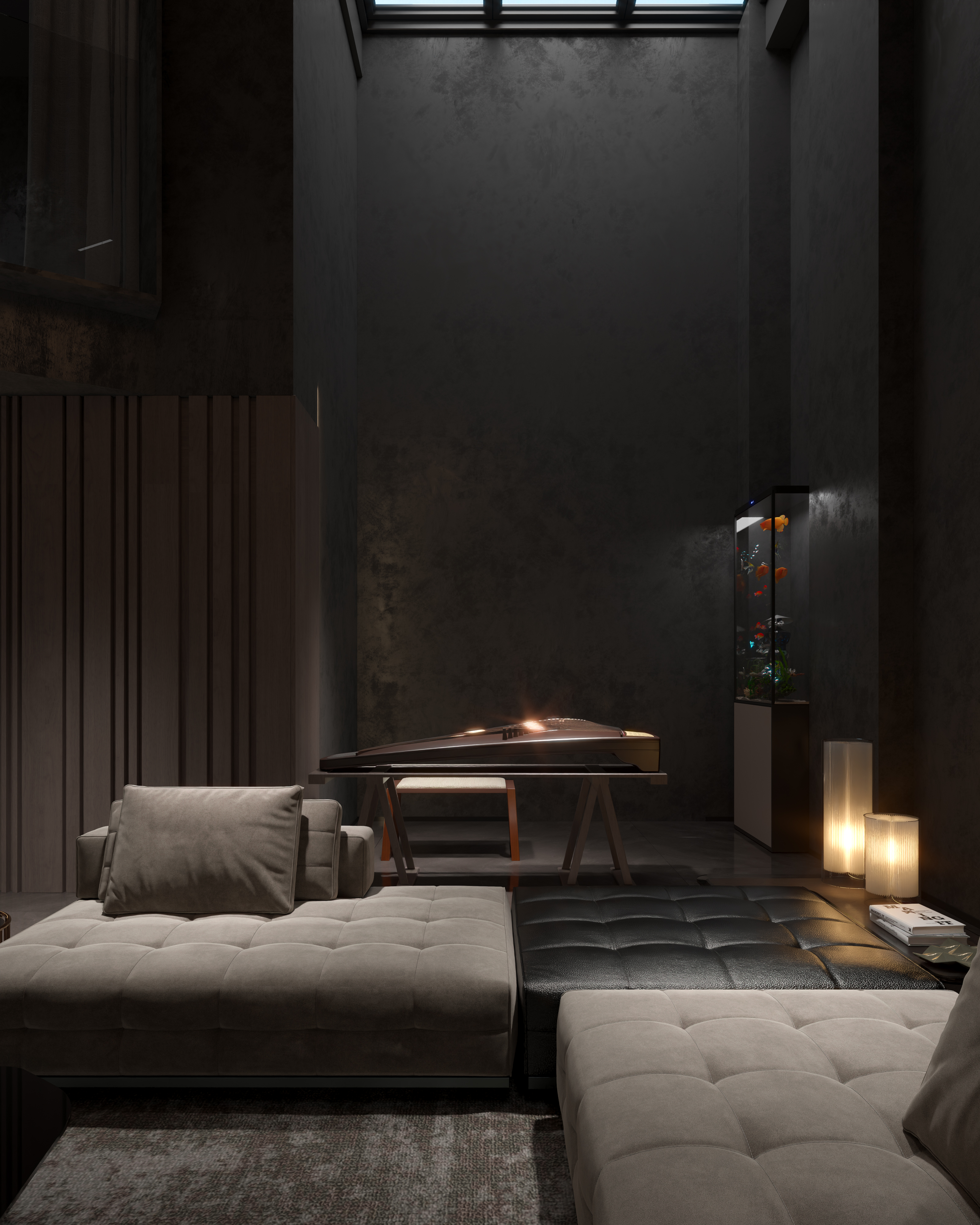 现代风地下室设计暗黑色调（郑州滨河风华）-10