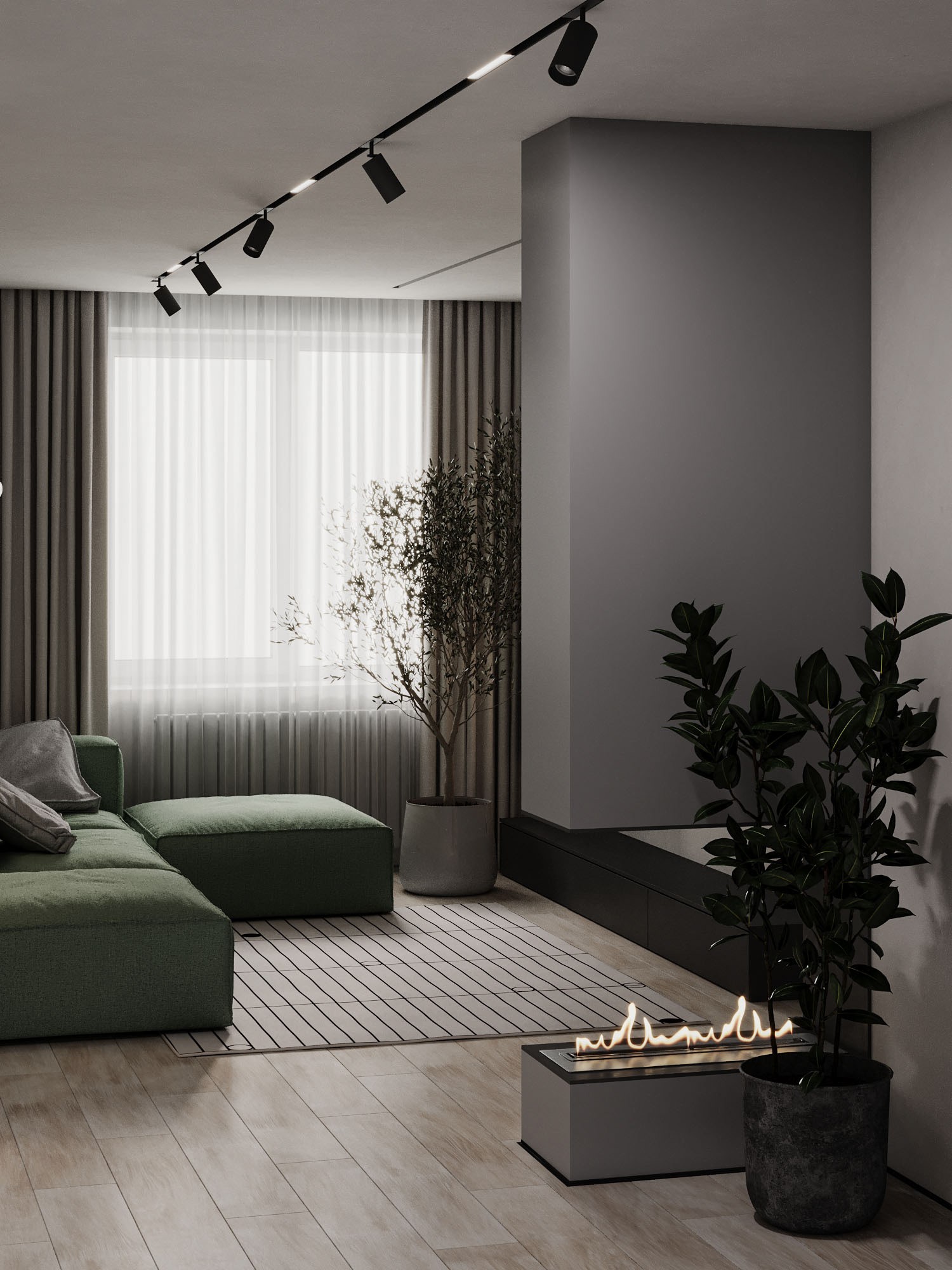 高级灰+绿色 打造出极致舒服的家-3