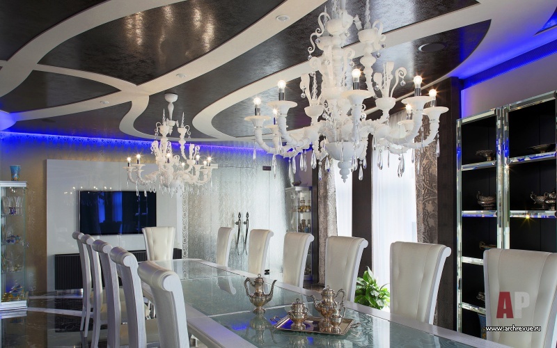 有瀑布和LED照明的豪华公寓室内设计丨Макушев Сергей,Серебряная Мария-19