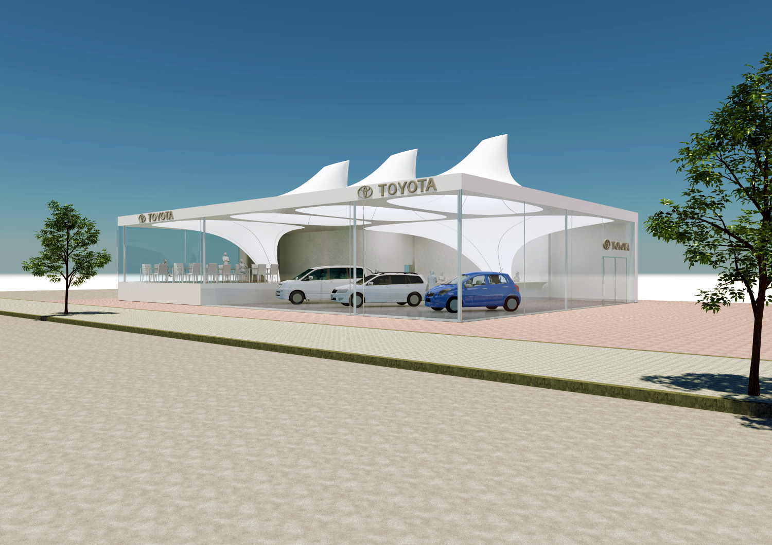 丰田汽车经销商的白色布料天花板设计-10