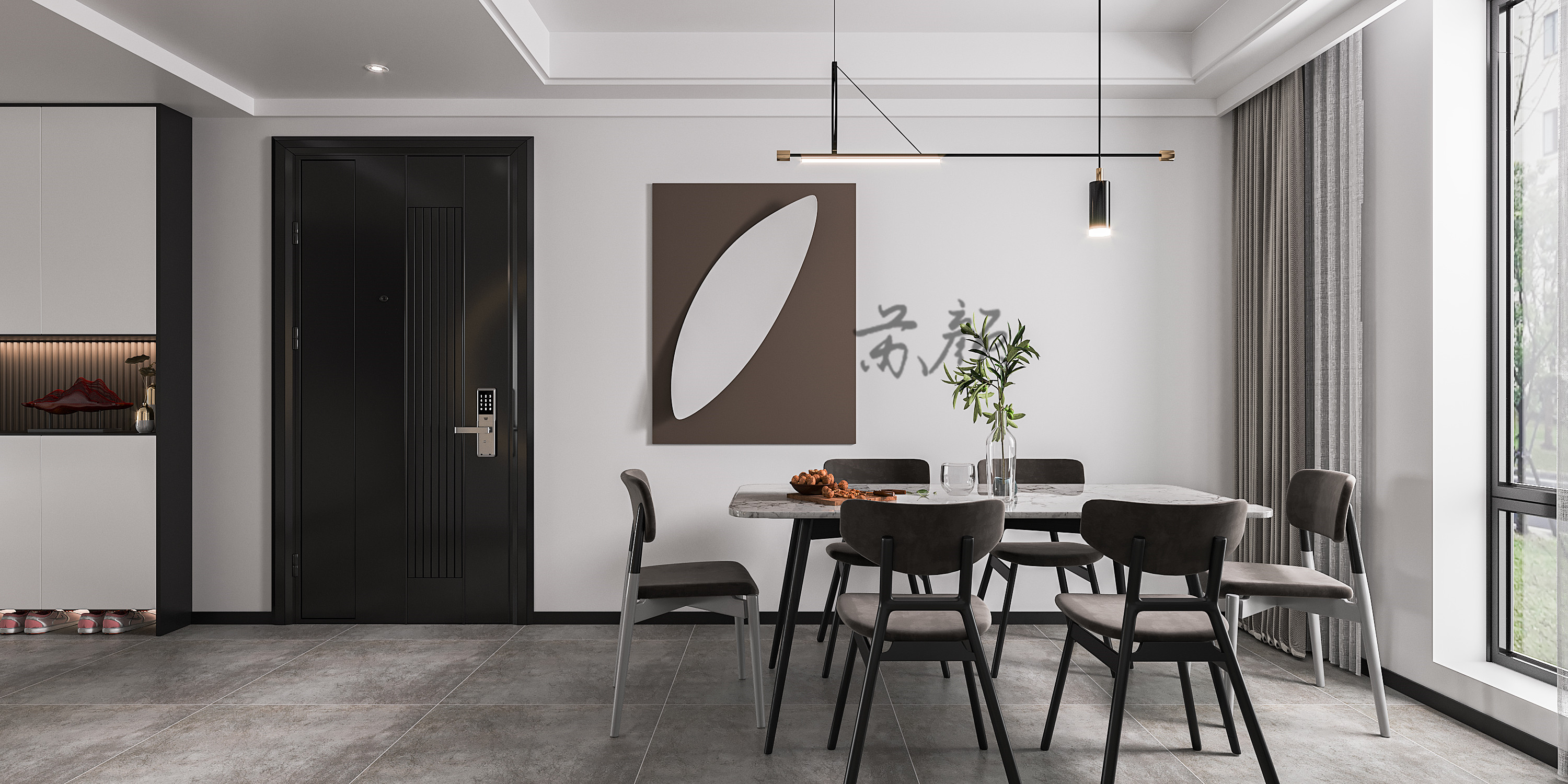 黑白灰客餐厅 大气高级又稳重-6