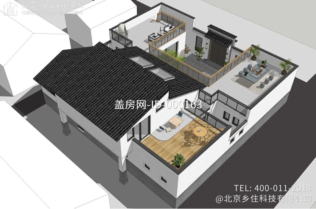 【设计师案例】土建参考造价40万，面宽15.8m×进深16m北京通州二层新中式别墅-45