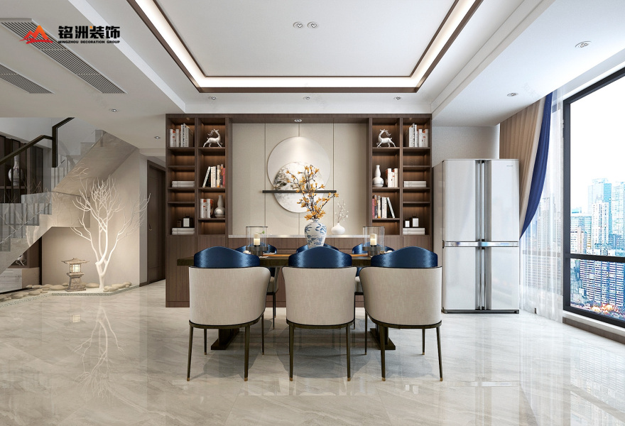 商丘建业山水湖城 252㎡顶复,东方美学的静谧表达-9