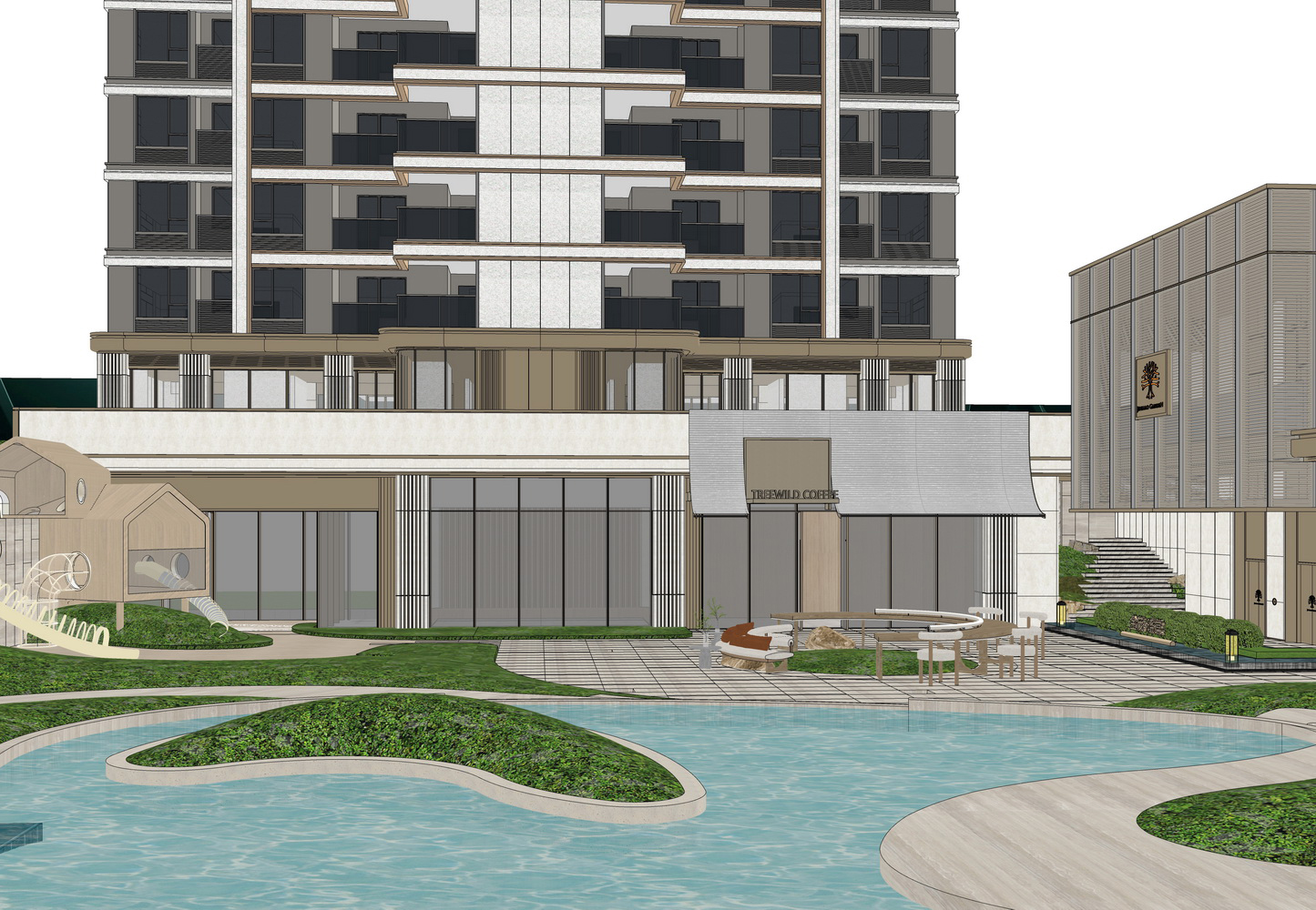 成都金茂晓棠海派示范区景观SU模型-3