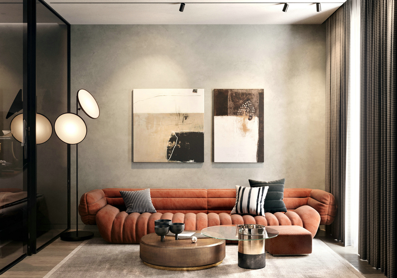 52㎡橙色温馨一居室，质感生活的设计亮点-0