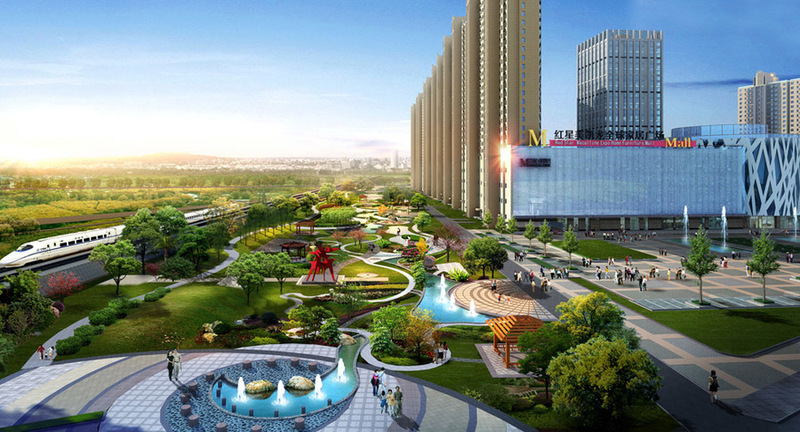 城市中央商务区设计案例效果图2-0