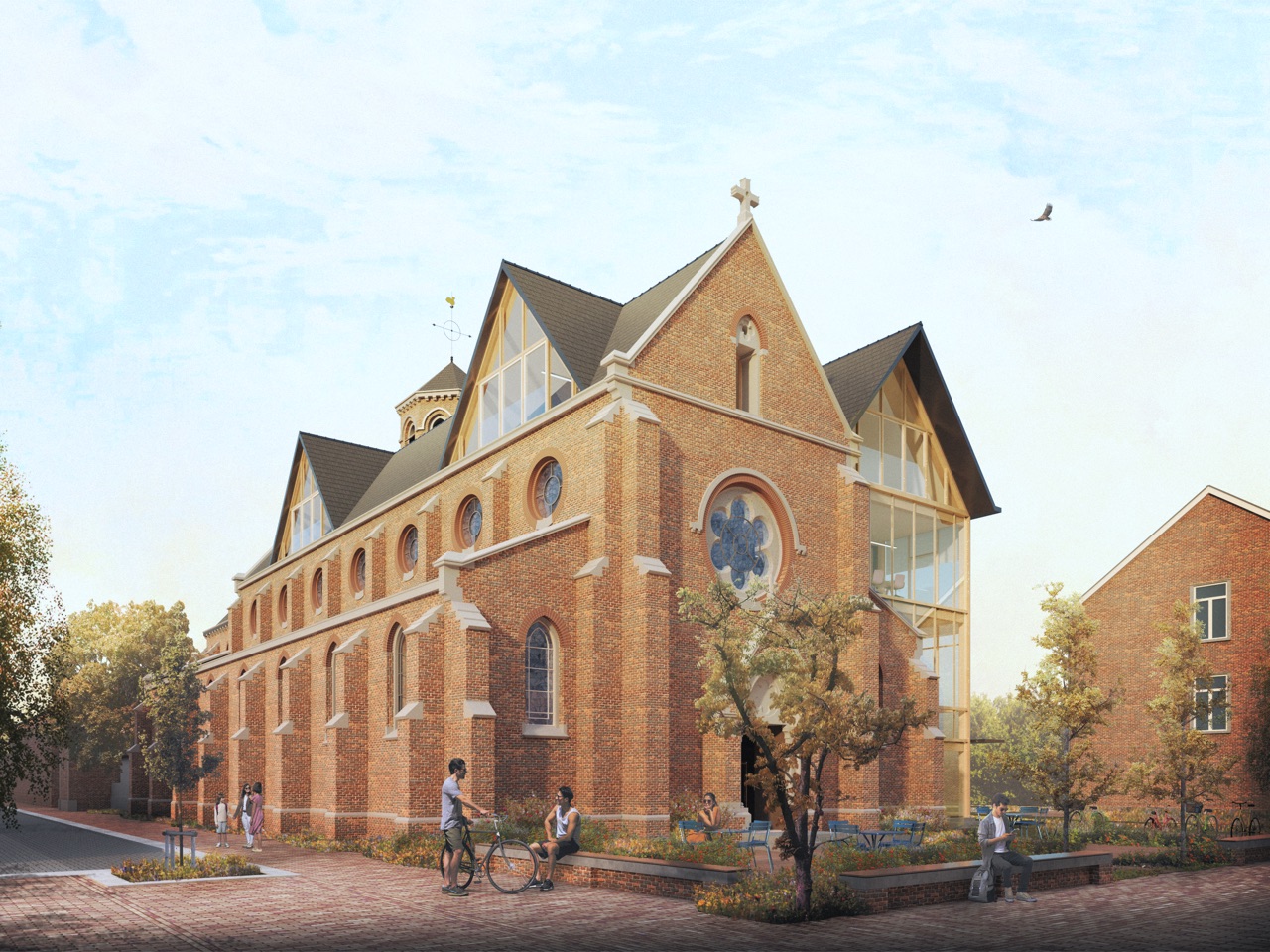 前教堂改造为兼具社区功能的办公楼丨比利时丨OFFICEU architects for urbanity-2