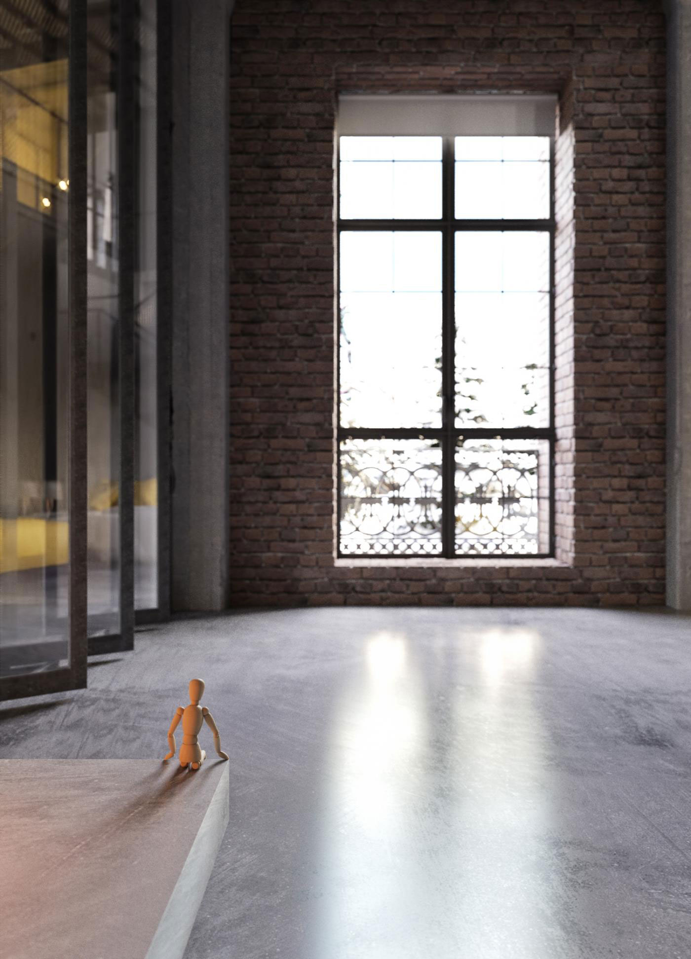 基辅工业风公寓设计，砖墙与现代元素完美融合-14