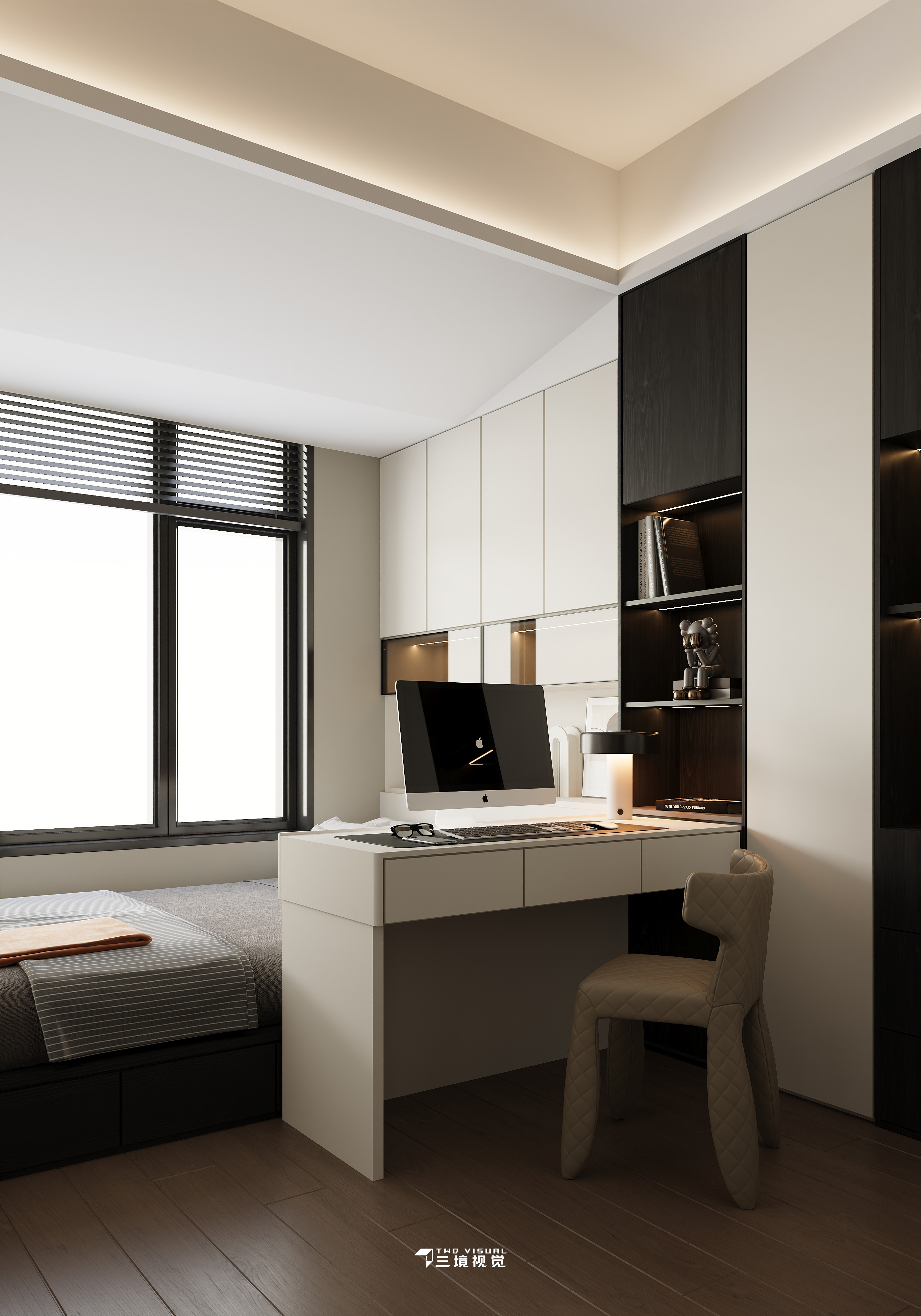 住宅-现代风客厅卧室设计-20