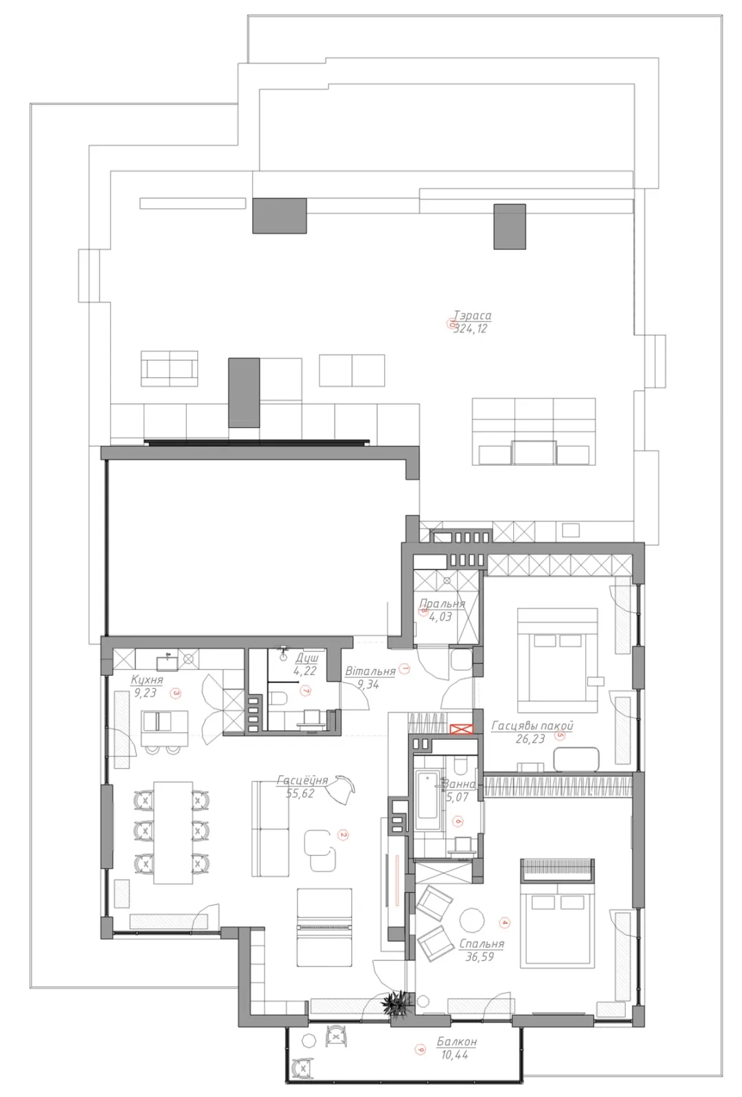 144㎡ 高级灰公寓，客厅这样分隔多出个书房  ZROBYM architects-65