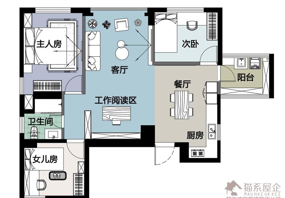 广州 125㎡三室一厅现代家居设计,满足一家三口成长需求-3