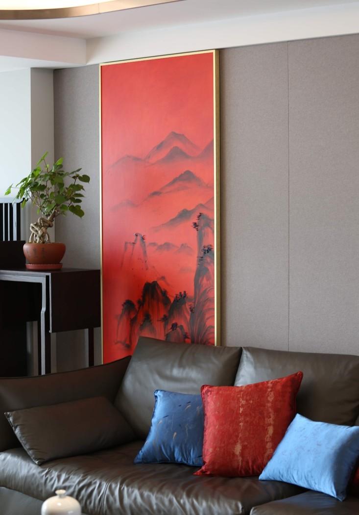 打造中式现代之家 | 水墨画、绿意与实用设计的完美融合-3