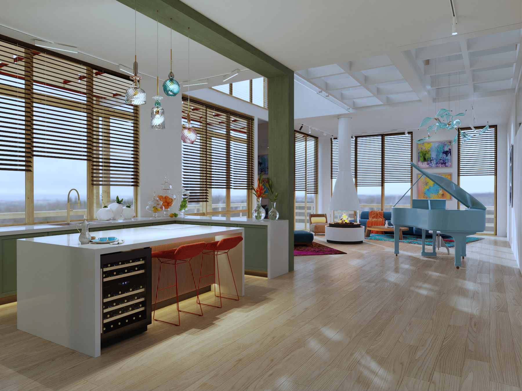 Sketchy rendering of interiors-4