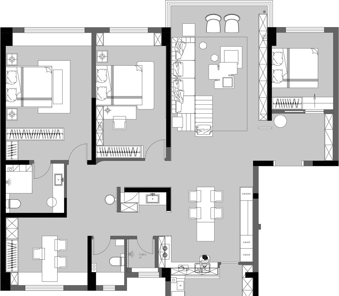 黑白琴键 - 融合硬朗与温柔的现代简约家居设计-33