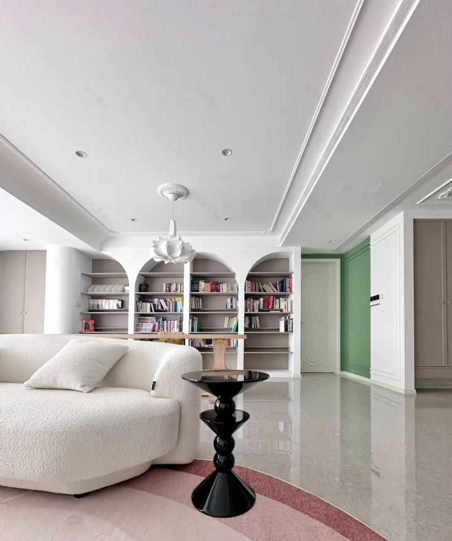 客厅里的书房,轻法式精装房改造-14