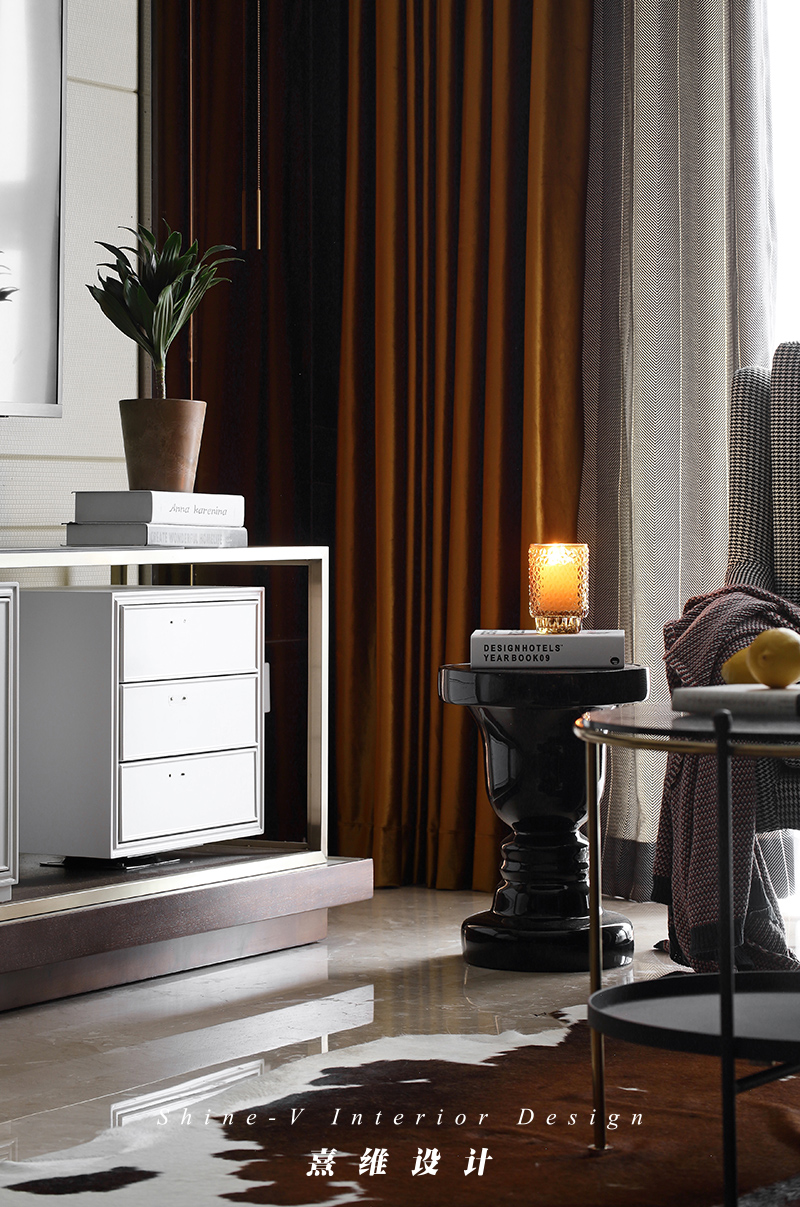 《构色》南京升龙天汇 90 平米三室两厅精装房改造,深蓝金色的复古典雅空间-17