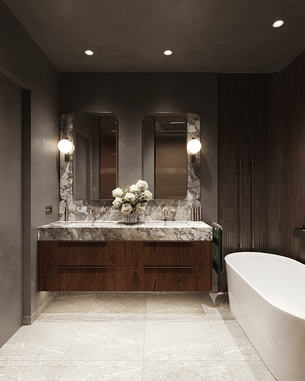 大理石与胡桃木主浴室丨乌克兰基辅-21