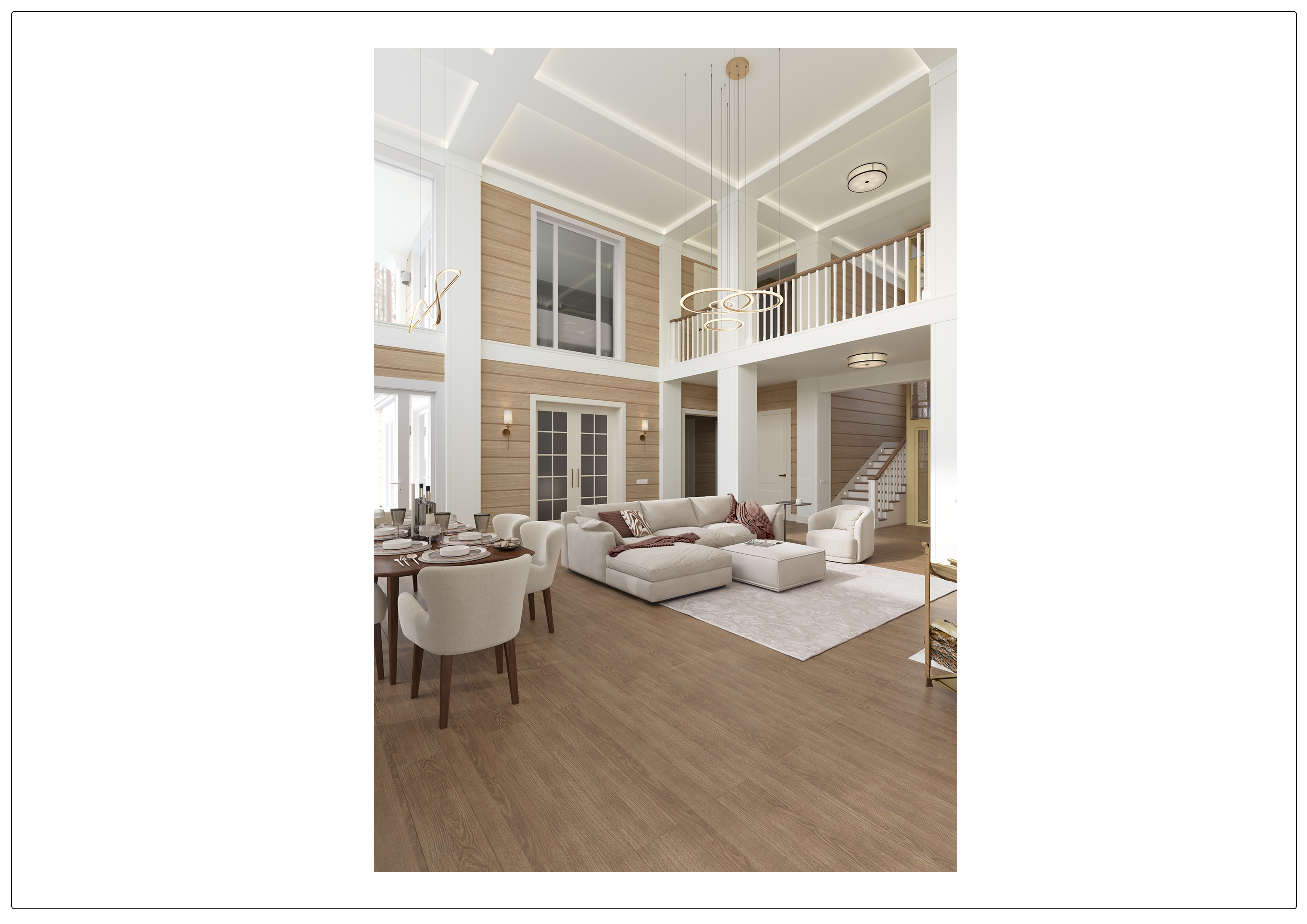 Гостиная-столовая в частном доме | КП Ренессанс-2