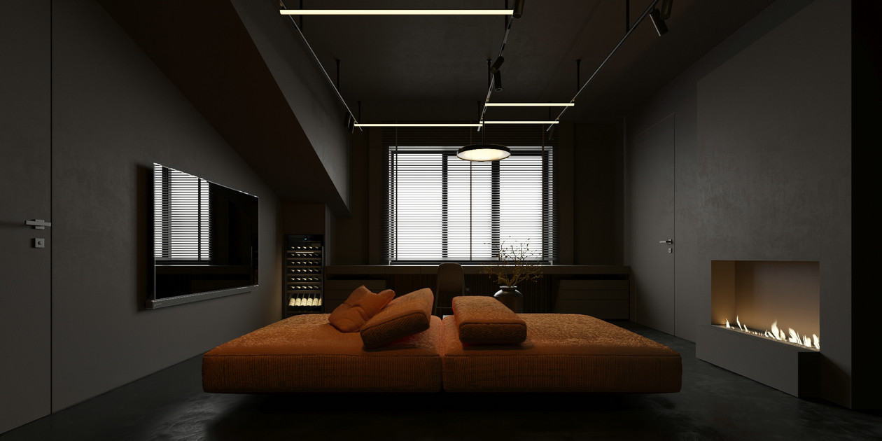 高级黑+橘色室内设计-8