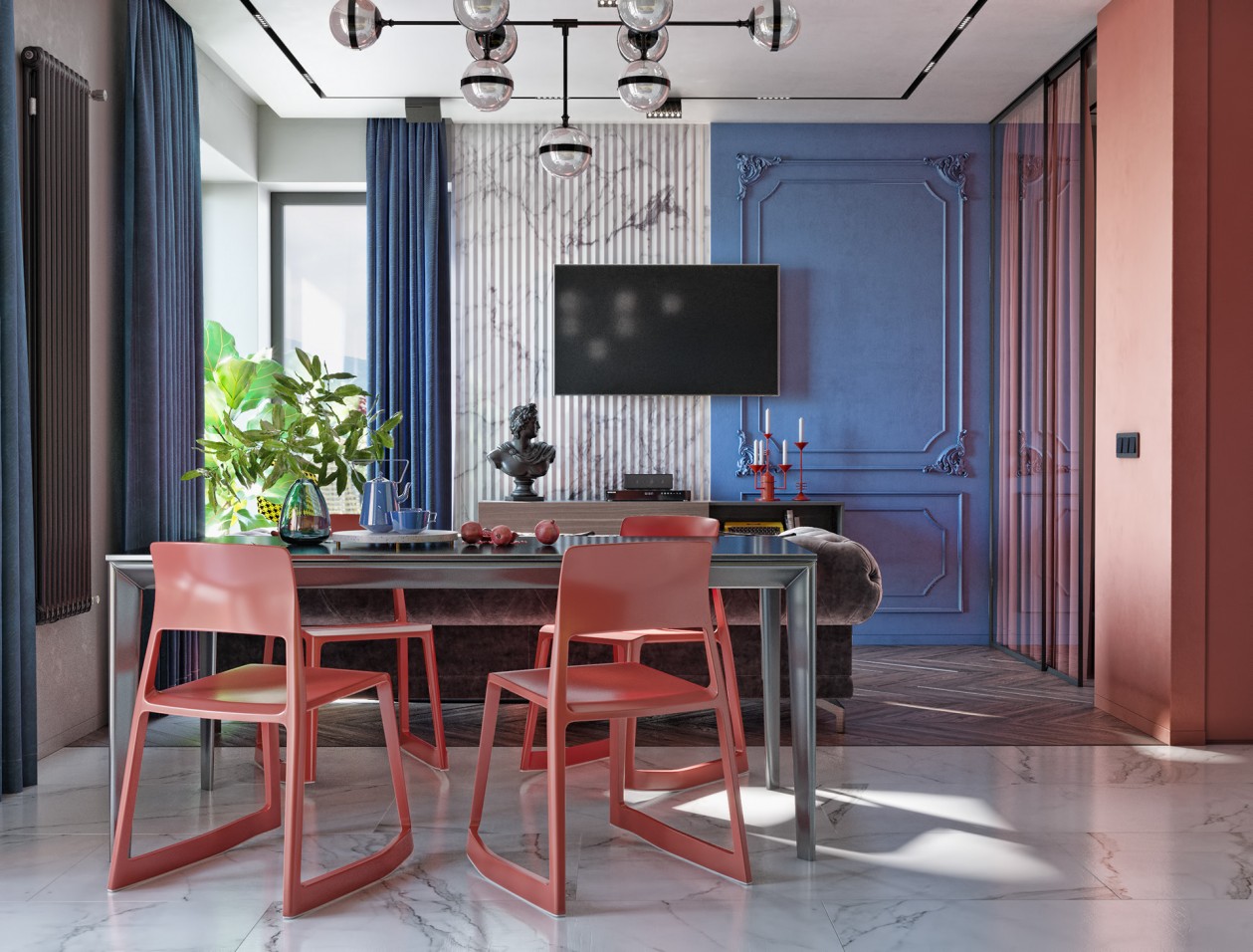 简欧的质感遇上大胆的用色，让空间超出挑！-1