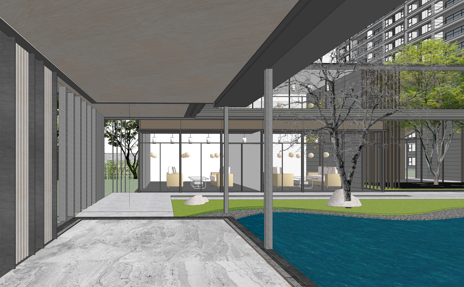 现代示范区+高层住宅SU模型-2