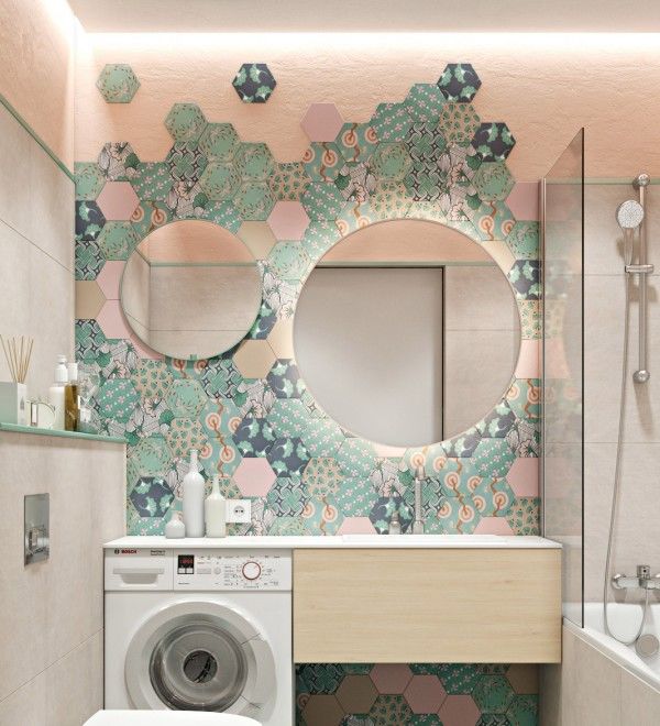 5㎡卫生间高级设计方案 | 洗衣机巧妙融入洗漱台与收纳柜-30