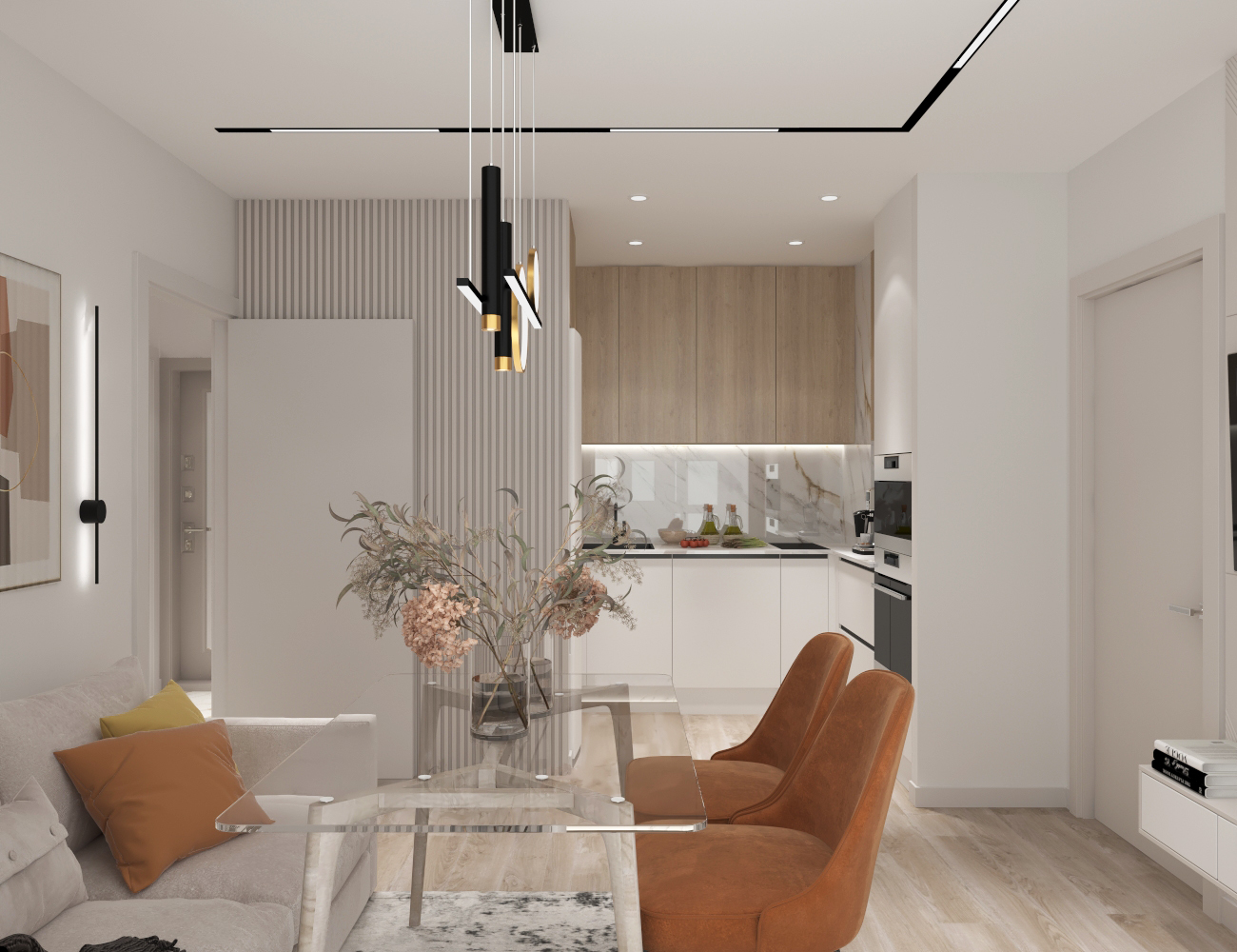 带明亮装饰的温馨公寓丨俄罗斯-2