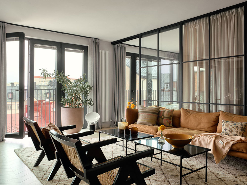 斯德哥尔摩时尚顶层公寓，玻璃隔墙成焦点-8