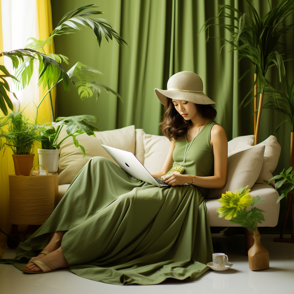 绿色沙发模特-2