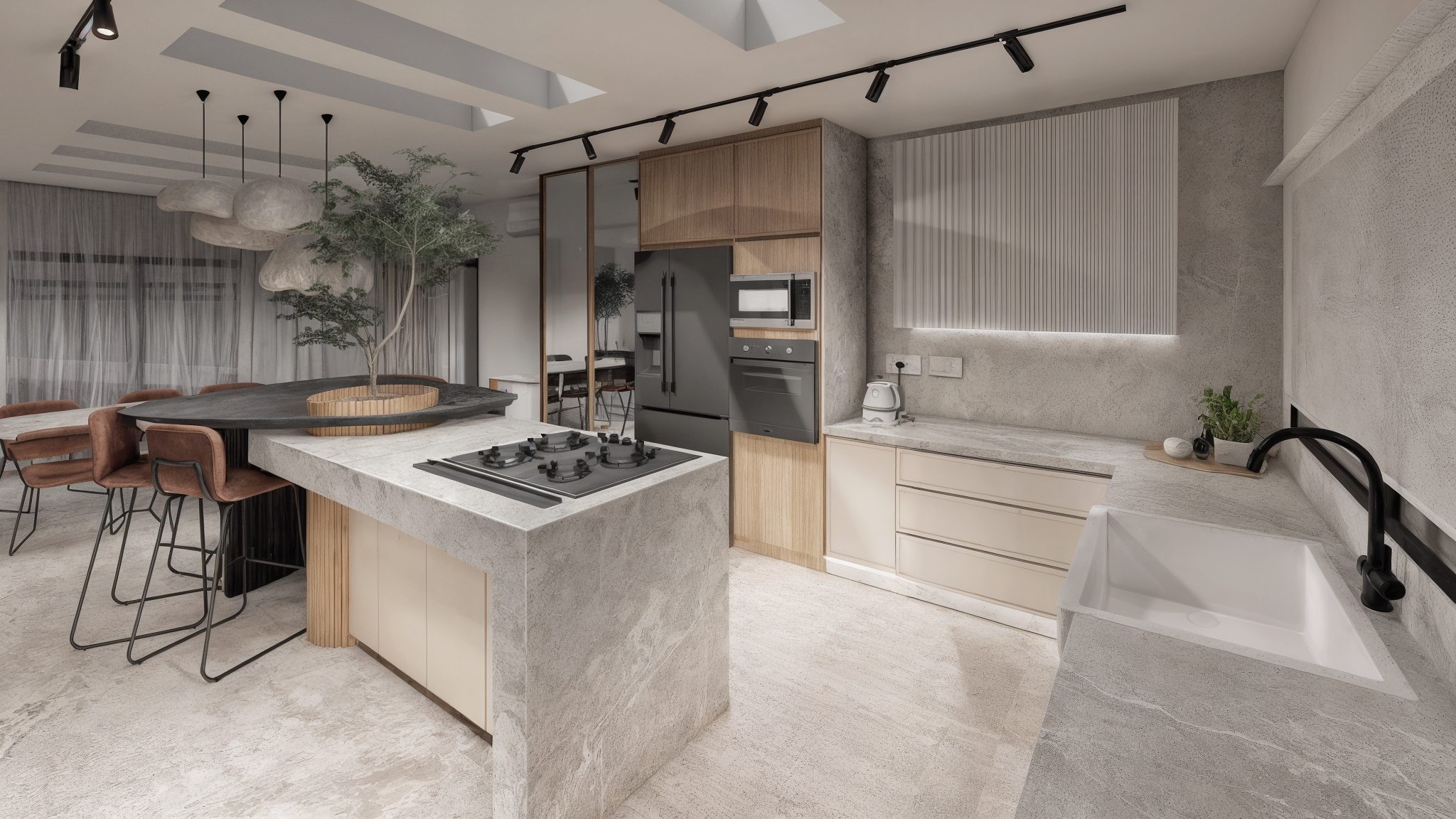 Diseño de cocina, estar y comedor-0