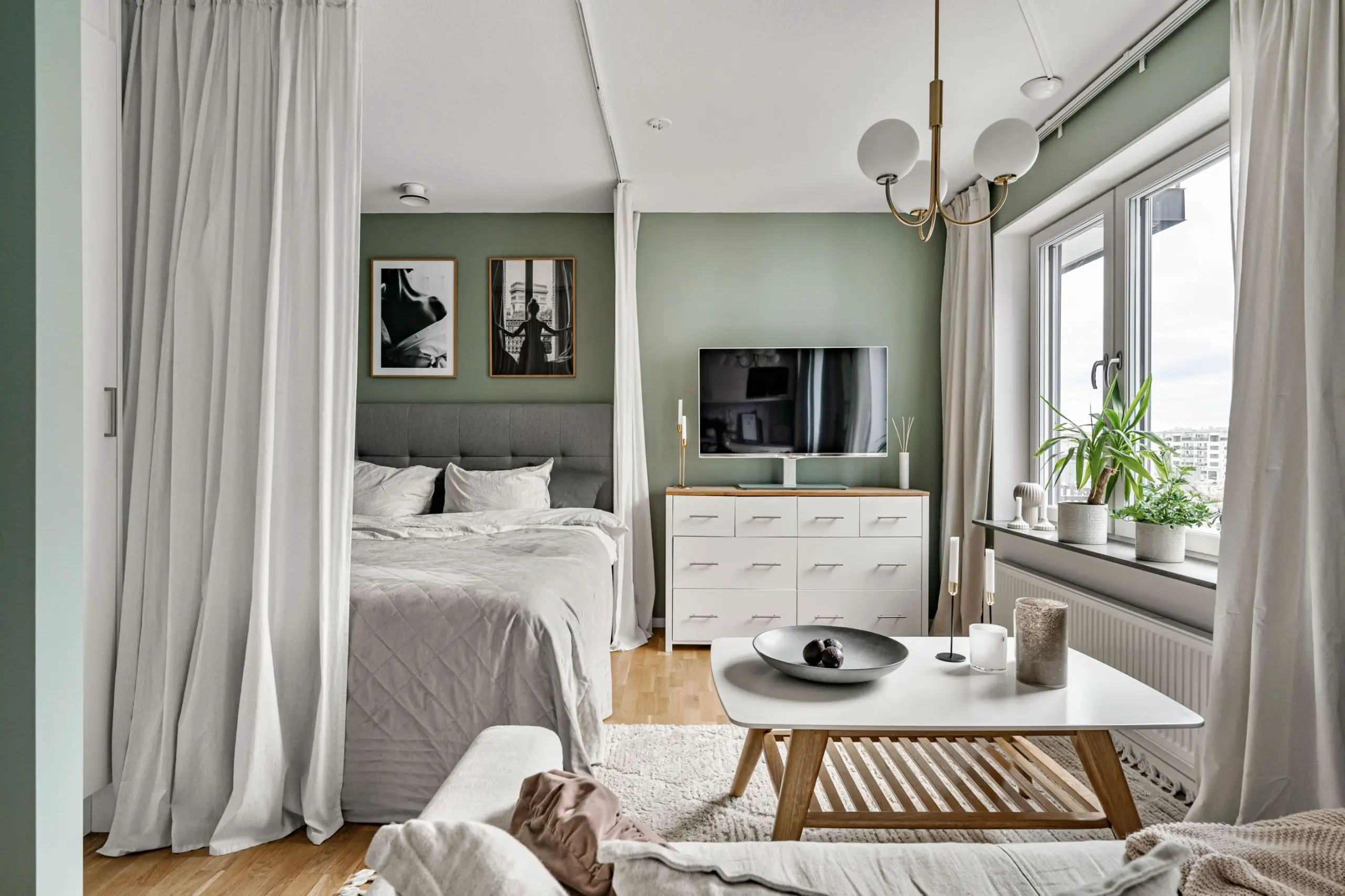 瑞典 34m2 现代工作室,绿意盎然,宽敞明亮-9