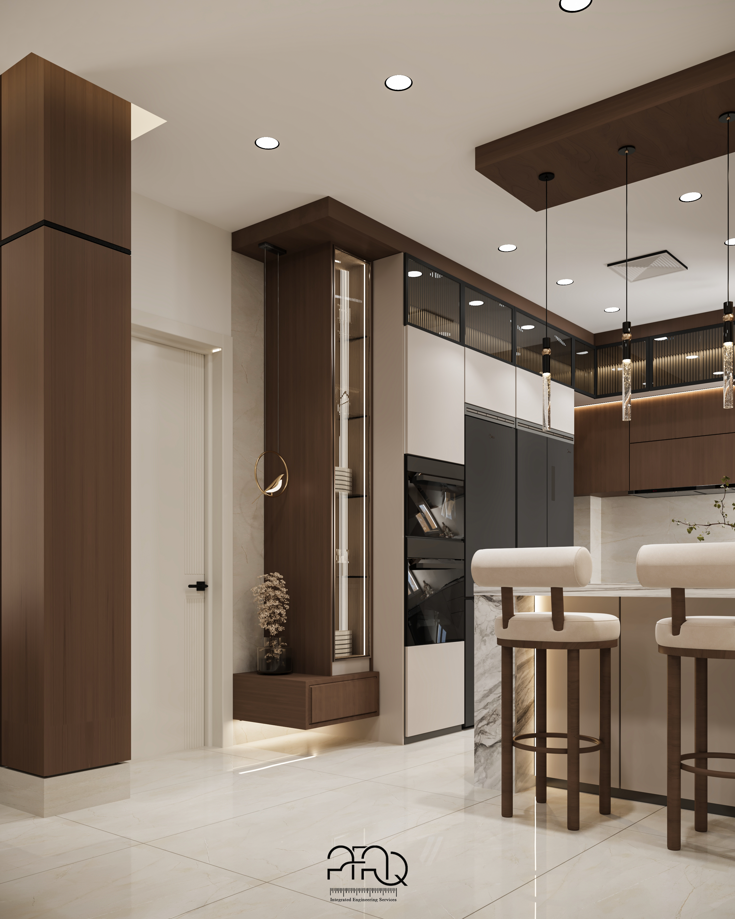 现代接待区与开放式厨房-14