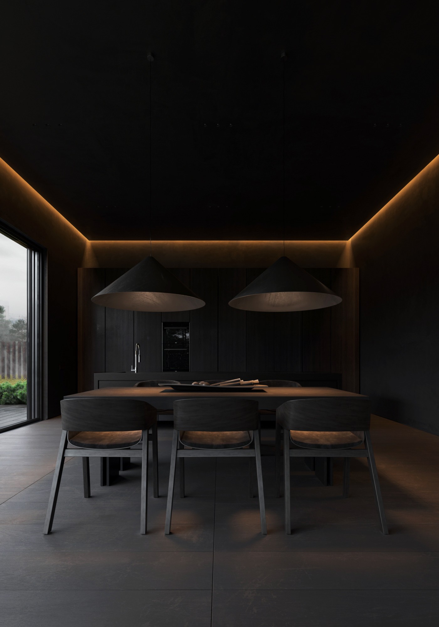 高级黑 极简别墅设计！-24