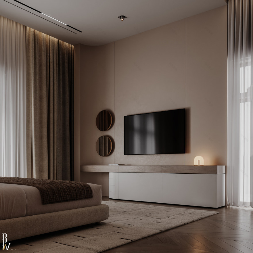 主卧室丨沙特阿拉伯丨Black N White-16