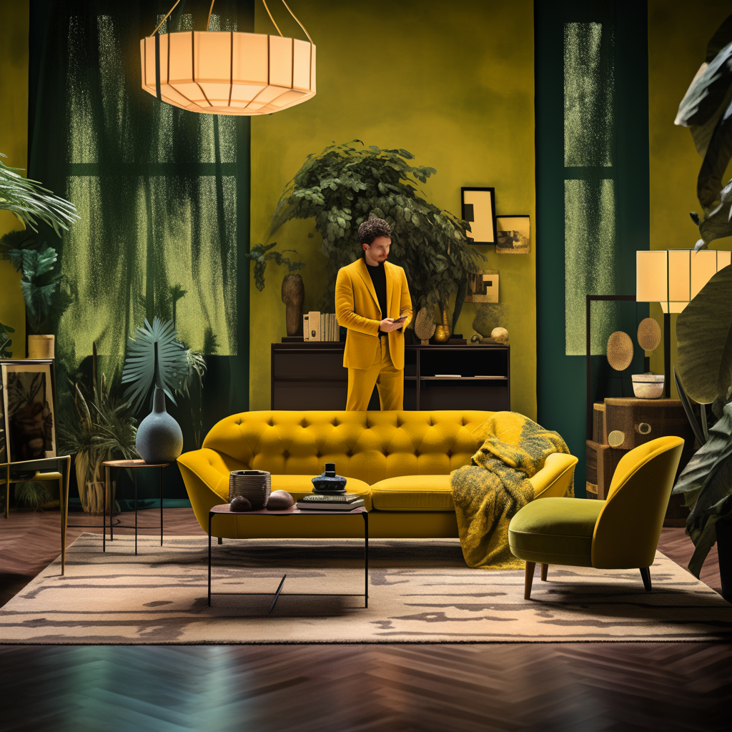 黄色沙发模特-16