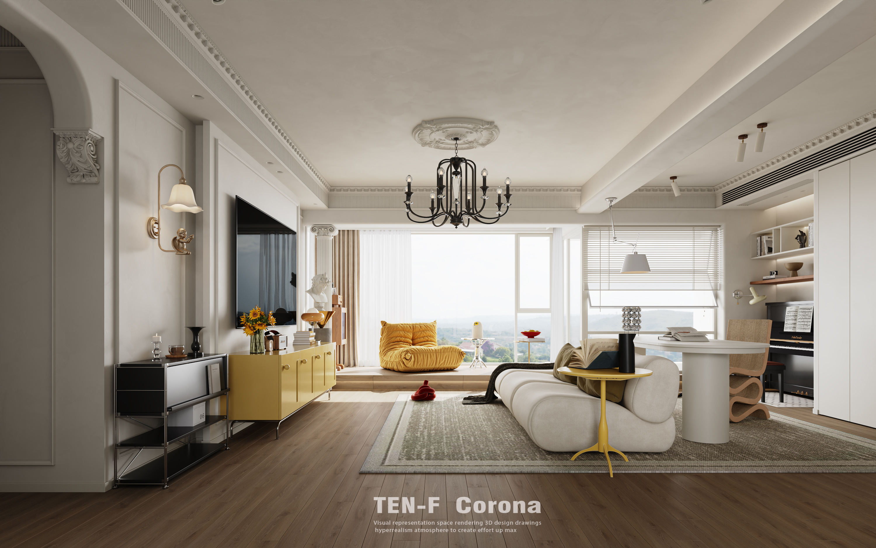 白色法式渲染表现-3