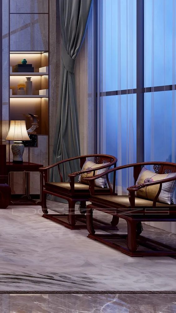 《东成至盛》新中式别墅设计丨木美空间设计-34