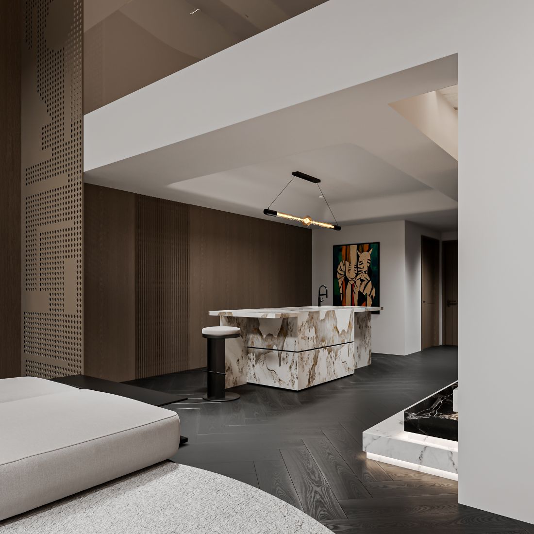 最新渲染挑空别墅地下室-7