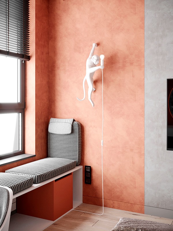 90㎡公寓 高级灰+橘色，百看不厌的组合-21