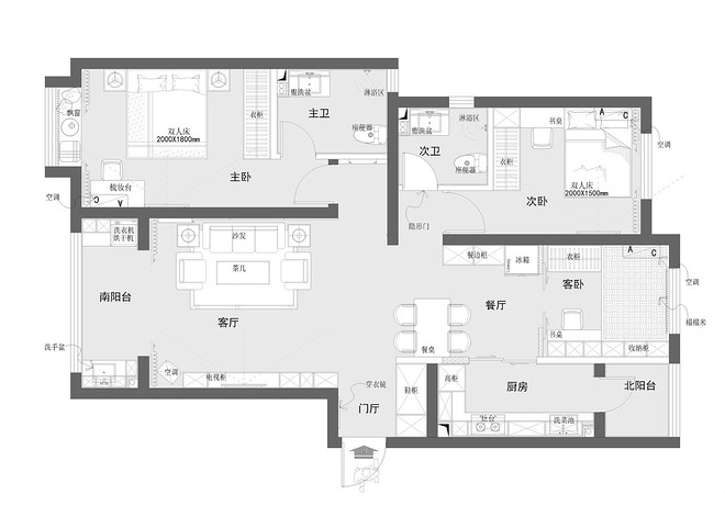 20万元三居118平米装修案例_效果图 - 极简118㎡｜家的承载，有爱有范儿 - 设计本-18