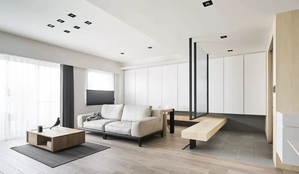 极简风格客厅书房一体化设计-37