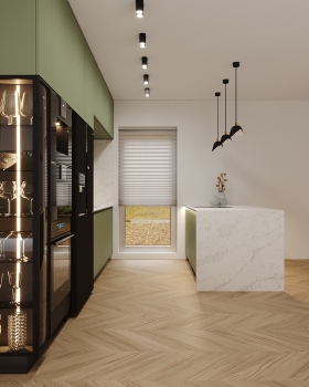 Green forest kitchen