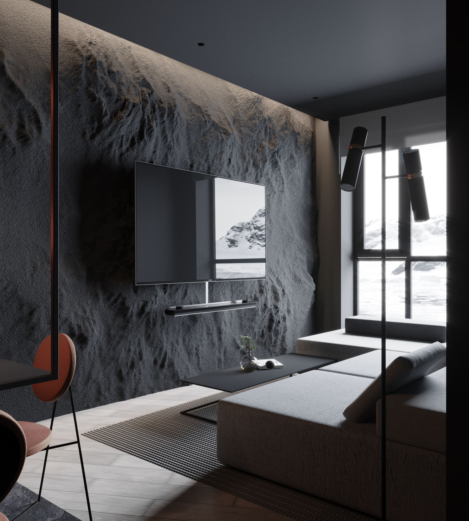 89㎡高级黑色系公寓设计 这也太酷了吧-0