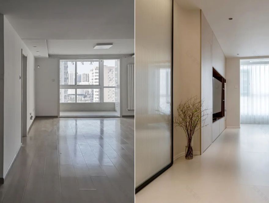 「原创案例」同色系的高级感,可以折叠的厨房解锁光影流动-81