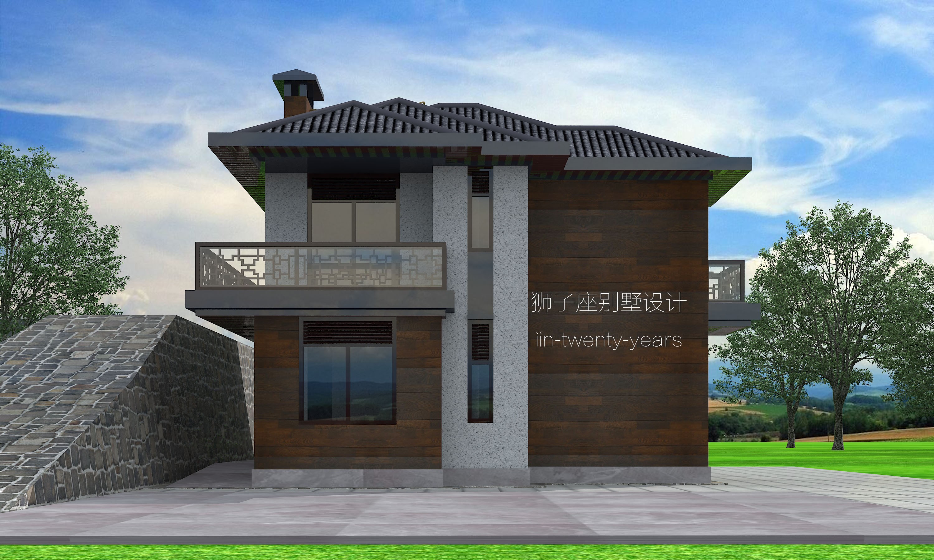 湖南二层自建房别墅设计丨中国湖南丨狮子座自建房\别墅设计-2